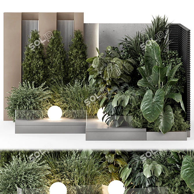 Lush Bush and Tree Set 3D model image 2