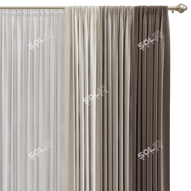 Folded Curtain Redesign 3D model image 3