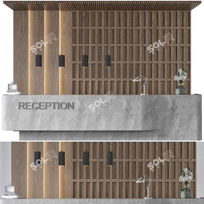 Versatile Modern Reception Desk 3D model image 1