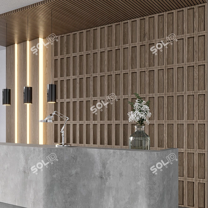 Versatile Modern Reception Desk 3D model image 2