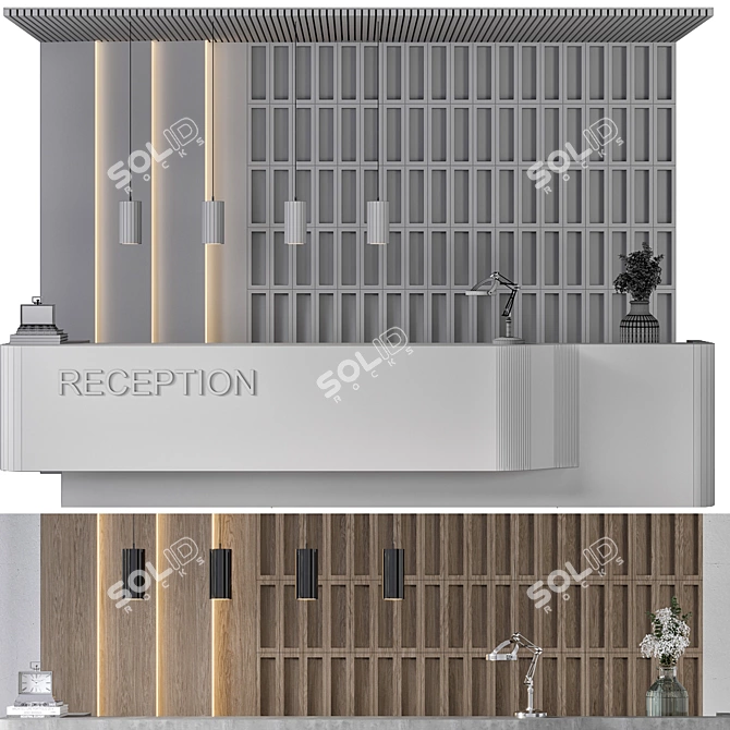 Versatile Modern Reception Desk 3D model image 7