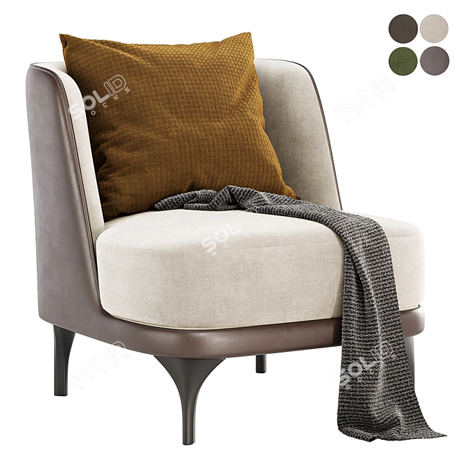 Sleek Amanda Armless Accent Chair 3D model image 3