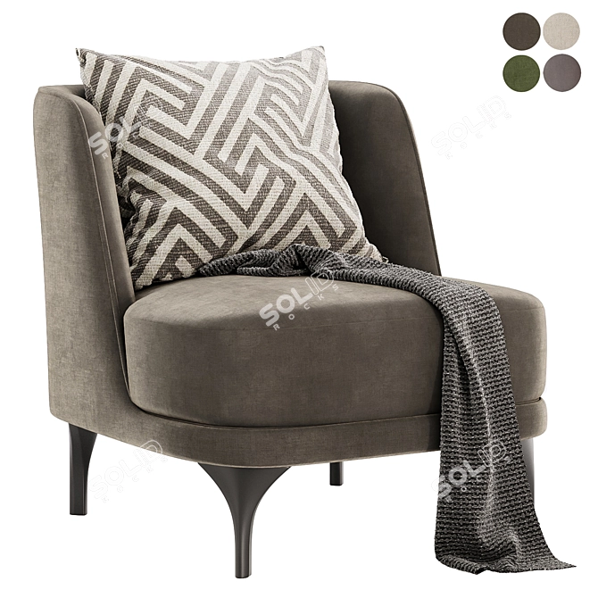 Sleek Amanda Armless Accent Chair 3D model image 4