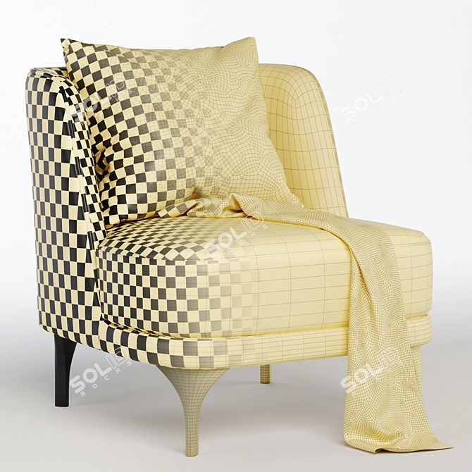 Sleek Amanda Armless Accent Chair 3D model image 7