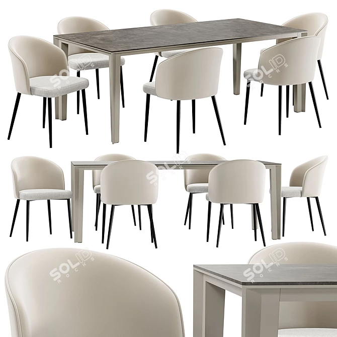 Modern Dining Set Ornella & Skin 3D model image 1