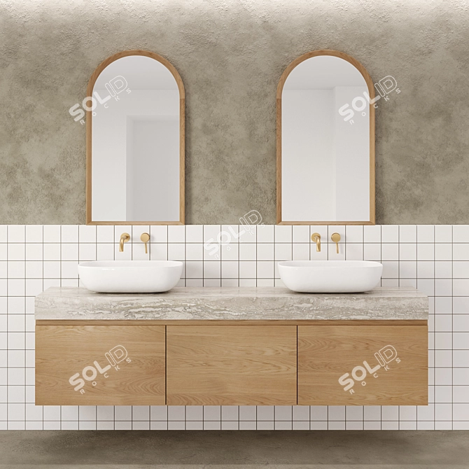 Japanese Minimalist Bathroom Furniture Set 3D model image 1