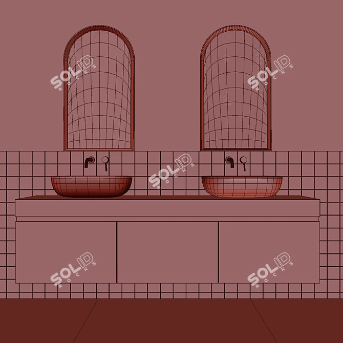 Japanese Minimalist Bathroom Furniture Set 3D model image 4