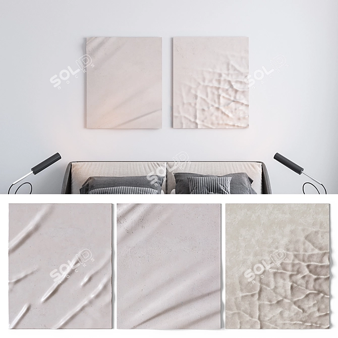 Monochrome Geometric Wall Art 3D model image 2