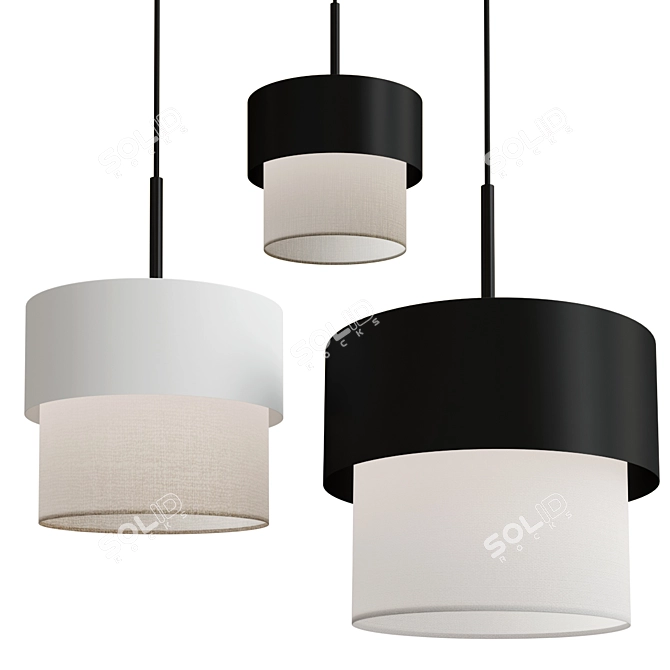 Modern Double Pendant Light Collection 3D model image 1