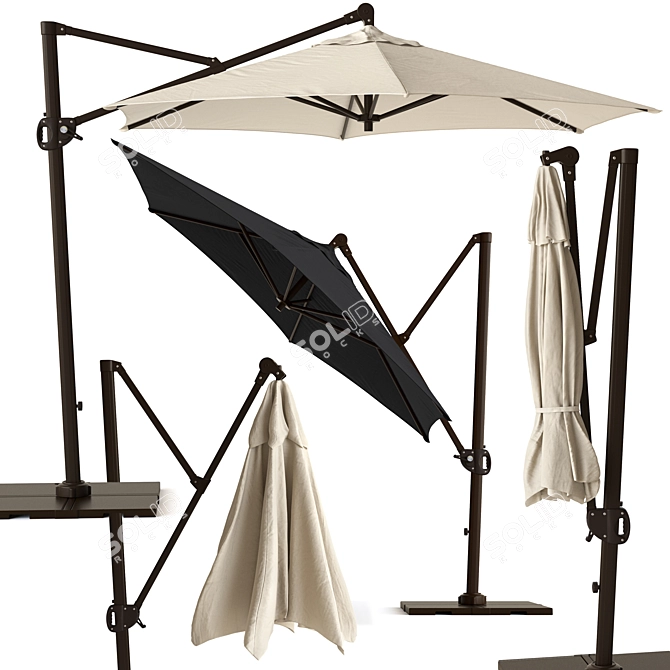 Sunbrella Round Cantilever Patio Umbrella 3D model image 1