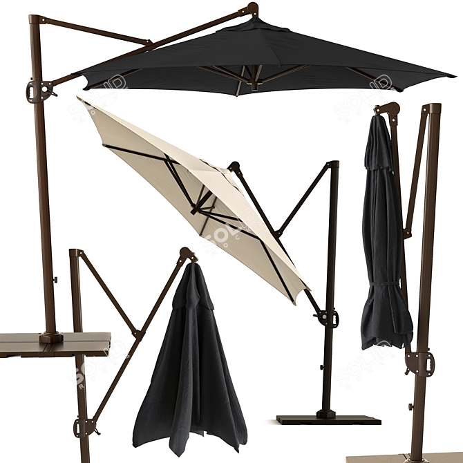 Sunbrella Round Cantilever Patio Umbrella 3D model image 2