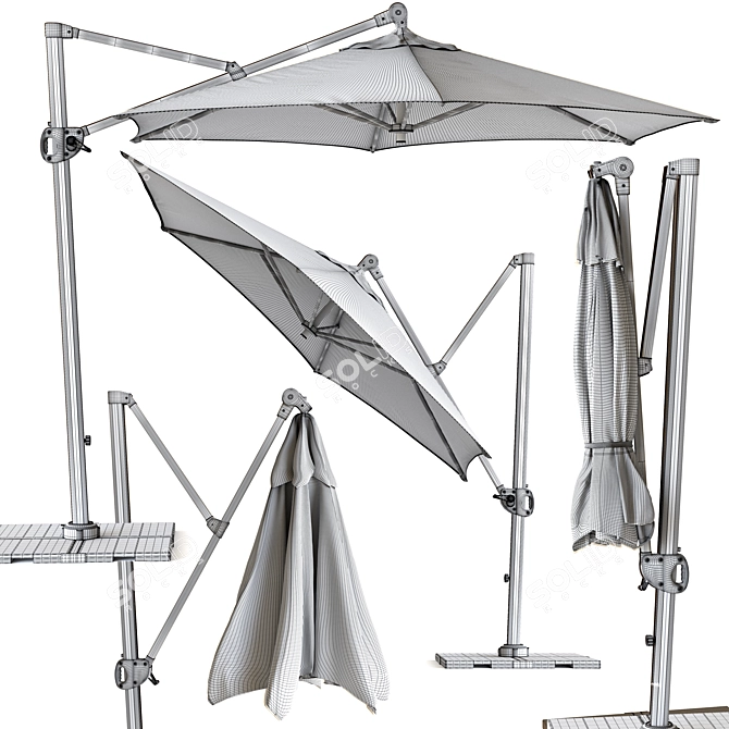 Sunbrella Round Cantilever Patio Umbrella 3D model image 7