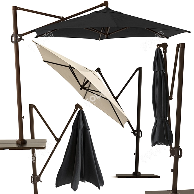 Sunbrella Round Cantilever Patio Umbrella 3D model image 8