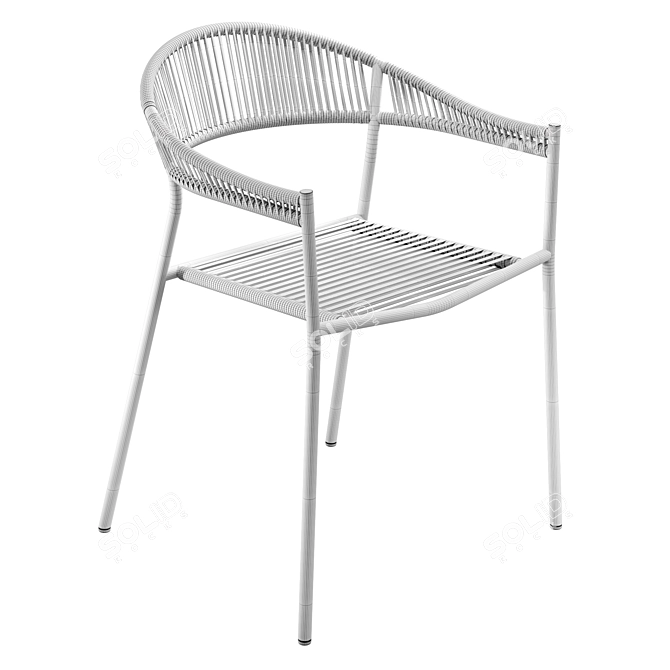 Terracotta Synthetic Rope Outdoor Chair 3D model image 2