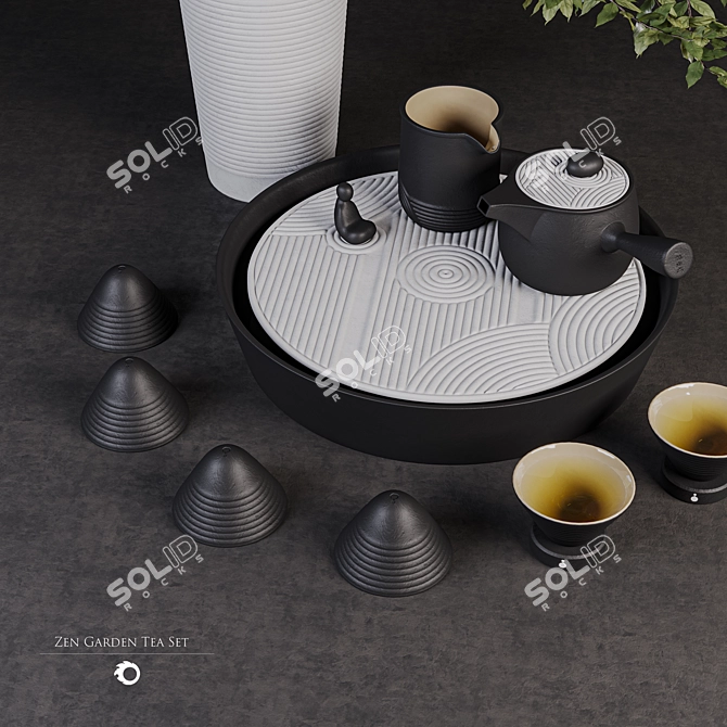 Zen Garden Tea Set: The Rotunda 3D model image 2