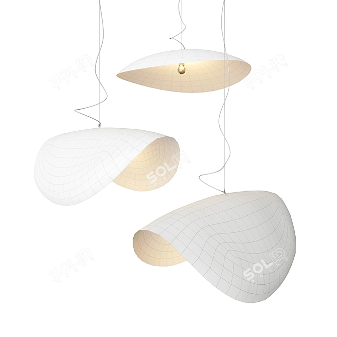 Brass Suspension Lamps Set 3D model image 3