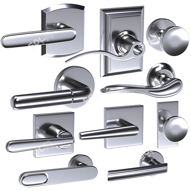 Metallic Handle Door Collection 3D model image 1