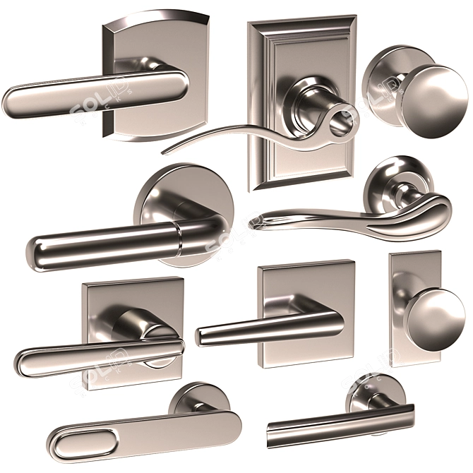 Metallic Handle Door Collection 3D model image 6