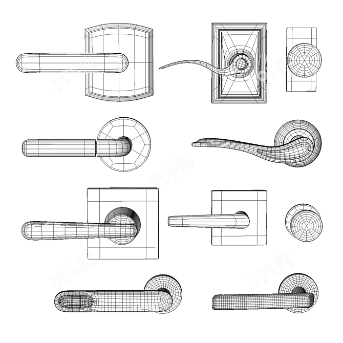 Metallic Handle Door Collection 3D model image 10