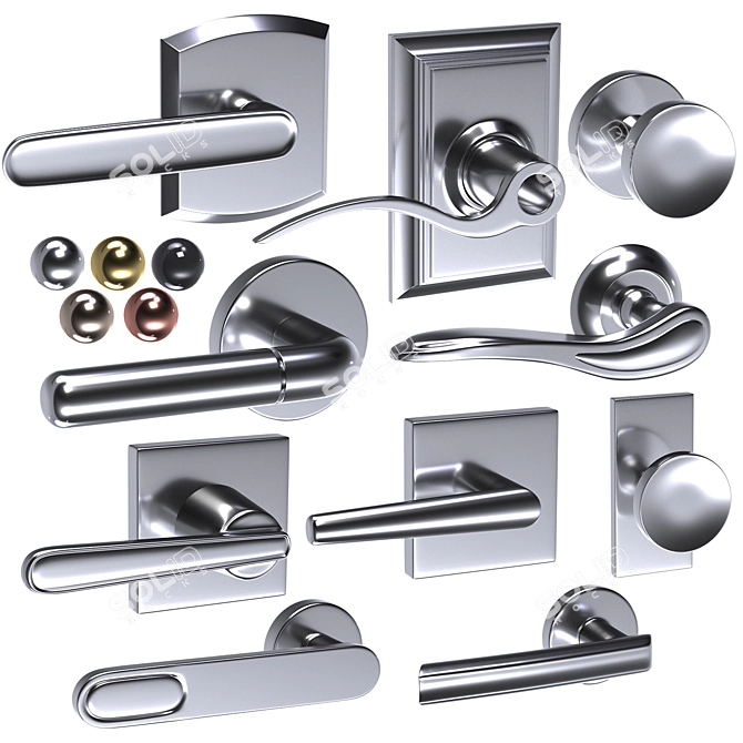 Metallic Handle Door Collection 3D model image 11