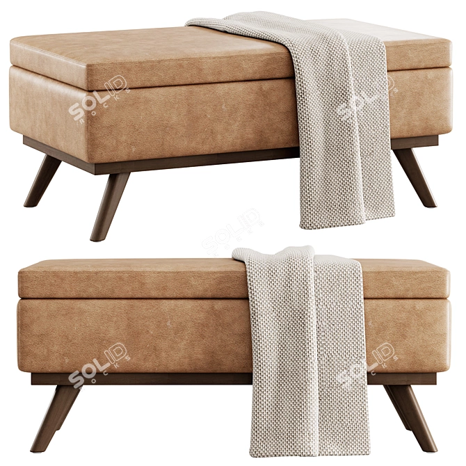 Sleek Owen Bench Set with Plush Accessories 3D model image 2