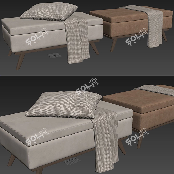 Sleek Owen Bench Set with Plush Accessories 3D model image 6