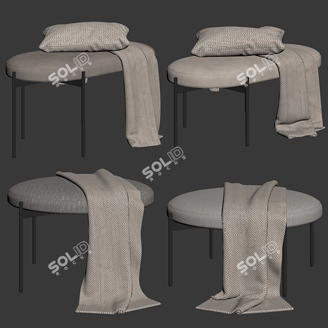 Caillou Ottoman and Bench Set 3D model image 7