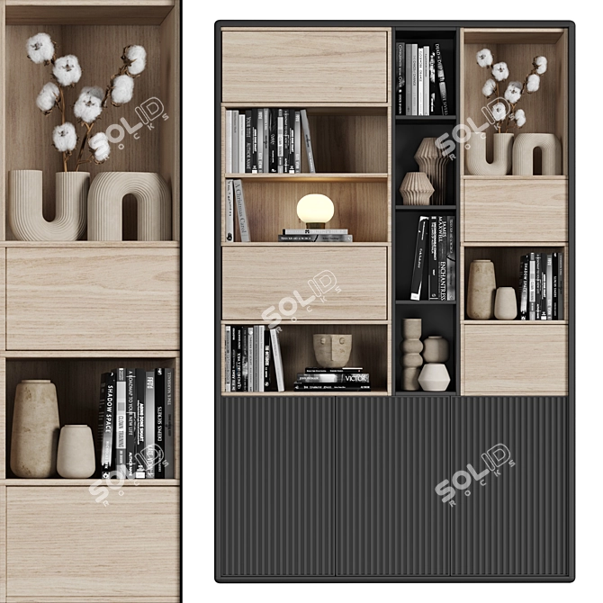 Modular Bookcase with High-Quality Textures 3D model image 2