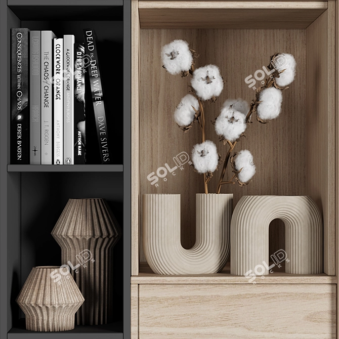 Modular Bookcase with High-Quality Textures 3D model image 4