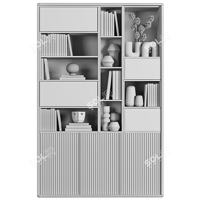 Modular Bookcase with High-Quality Textures 3D model image 5