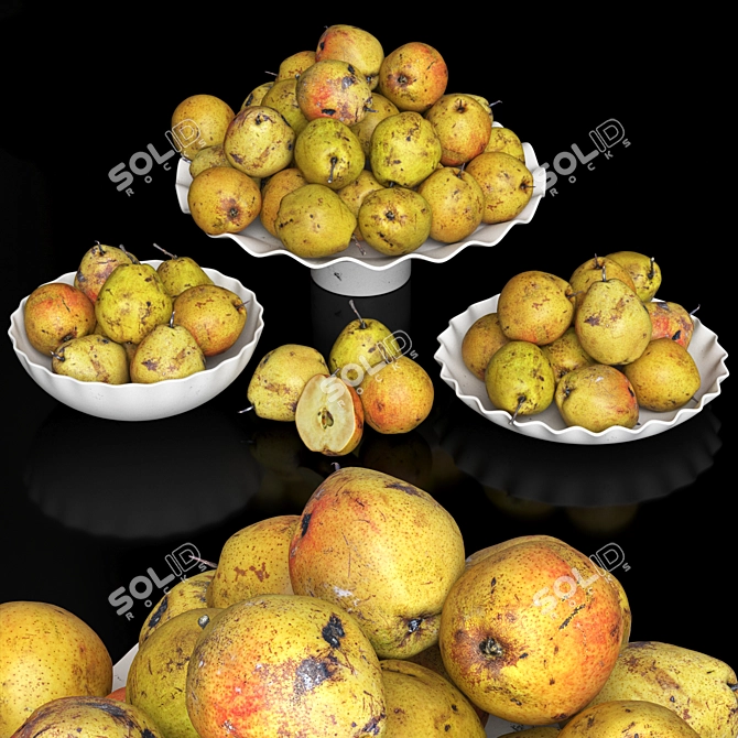 Dual Pear Fruit Bowl 3D 3D model image 1