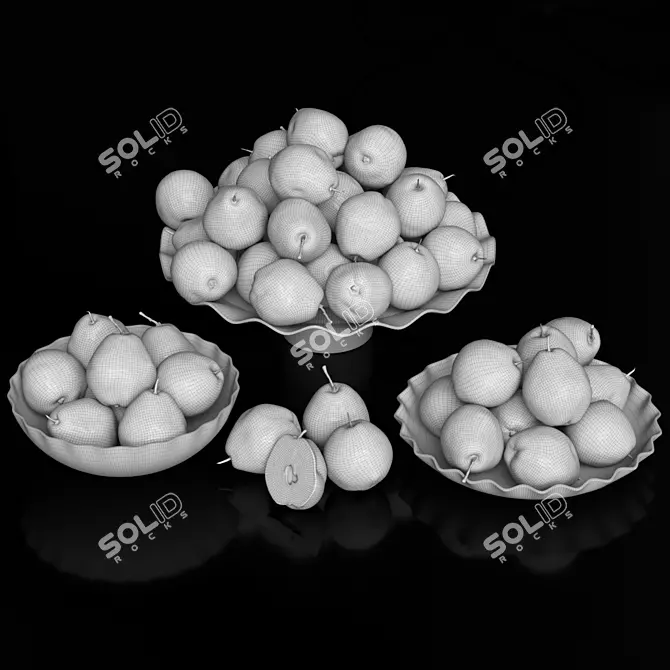 Dual Pear Fruit Bowl 3D 3D model image 6