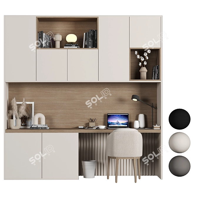 Sleek Home Office Furniture Set 3D model image 5