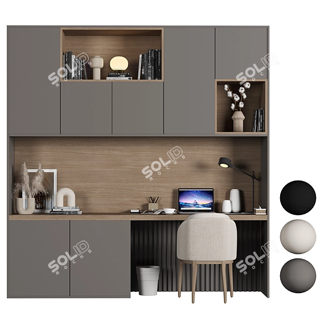 Sleek Home Office Furniture Set 3D model image 6