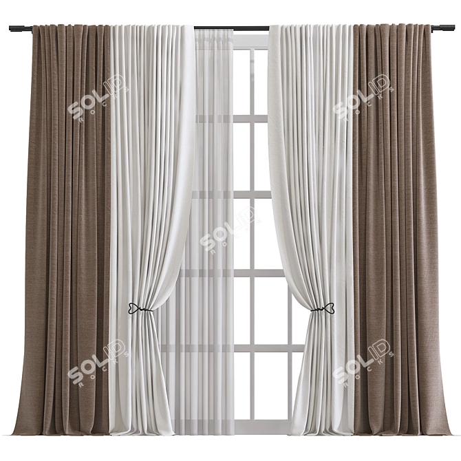 Elegant Curtain with Tailored Design 3D model image 1