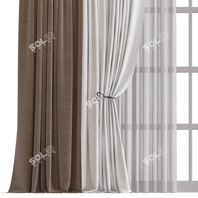 Elegant Curtain with Tailored Design 3D model image 2