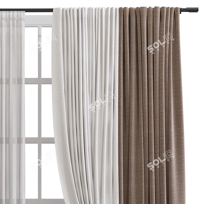 Elegant Curtain with Tailored Design 3D model image 3