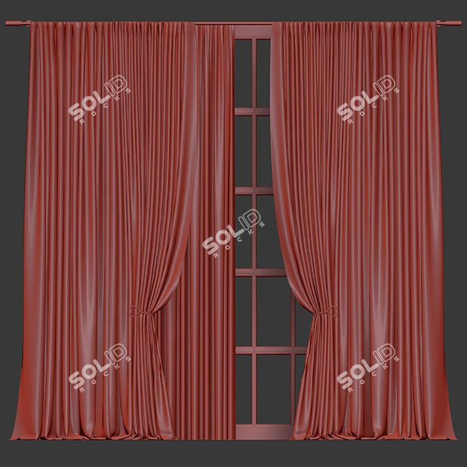 Elegant Curtain with Tailored Design 3D model image 4