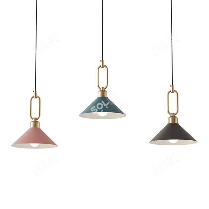 Elegant Gold LED Pendant Hook 3D model image 1