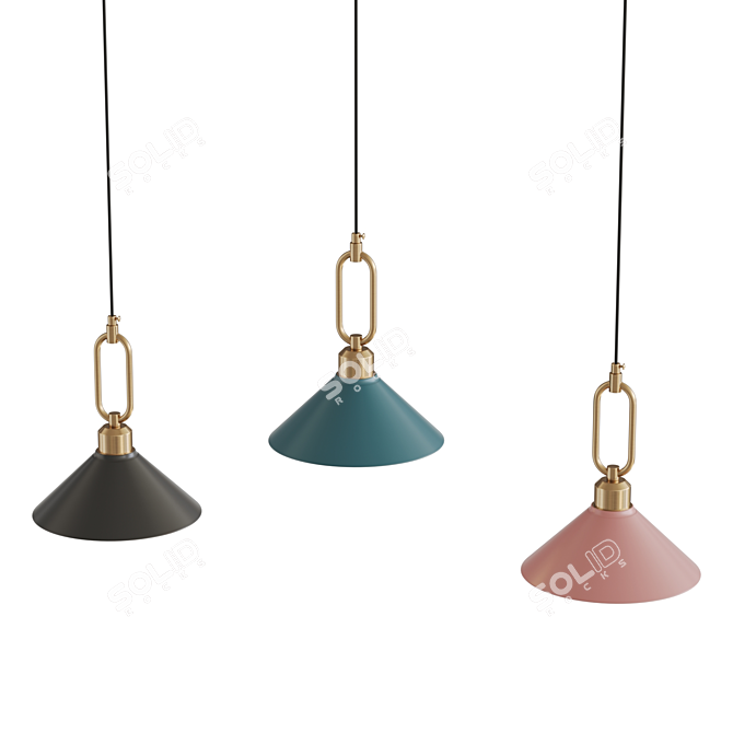 Elegant Gold LED Pendant Hook 3D model image 4