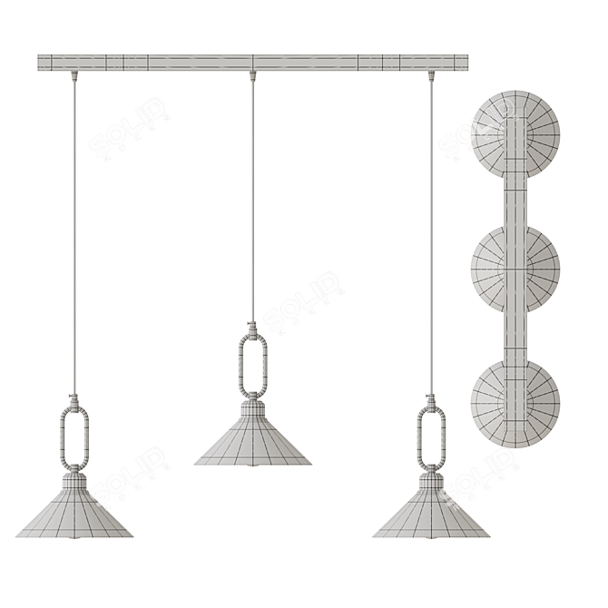 Elegant Gold LED Pendant Hook 3D model image 5