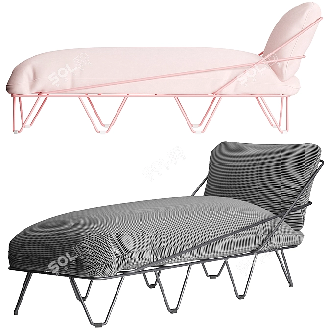 Elegant Cushioned Sun Lounger 3D model image 1