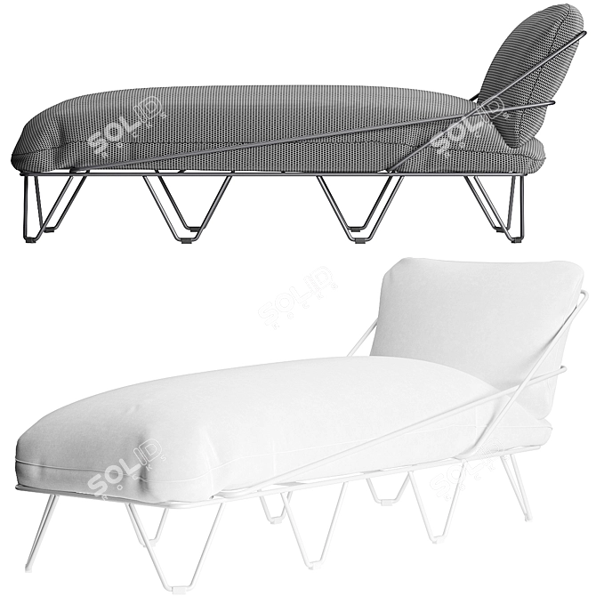 Elegant Cushioned Sun Lounger 3D model image 2