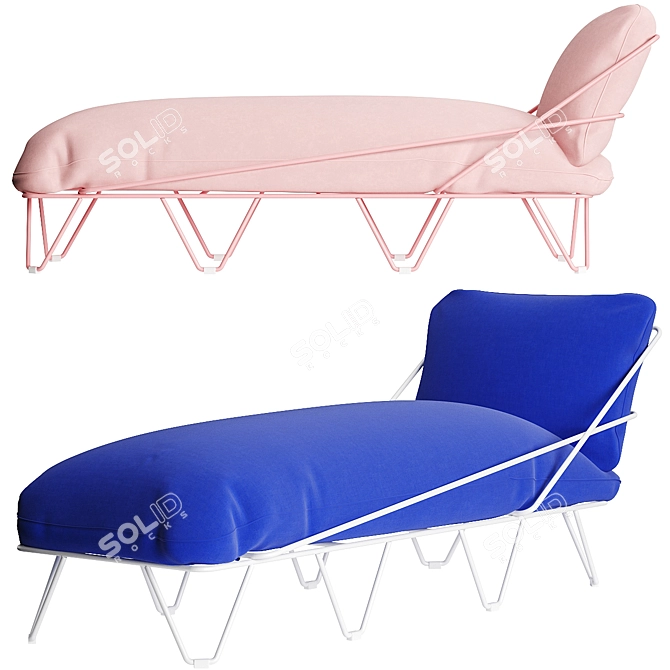 Elegant Cushioned Sun Lounger 3D model image 3