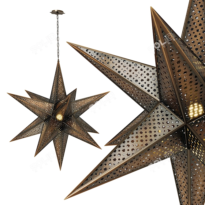 Corbett Star Bronze Pendant Light 3D model image 1