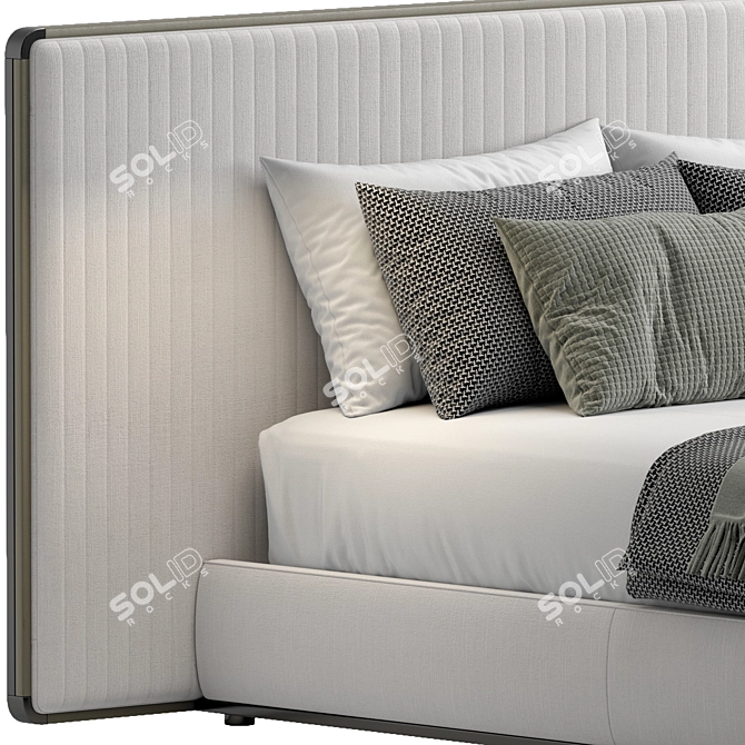 Elegant Fabric Upholstered Bed 3D model image 3