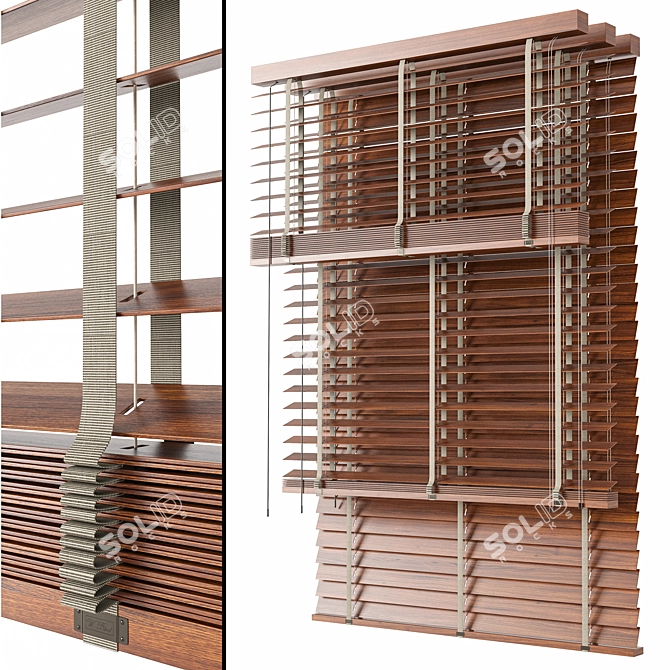 Wooden Blinds Set Bundle 3D model image 1