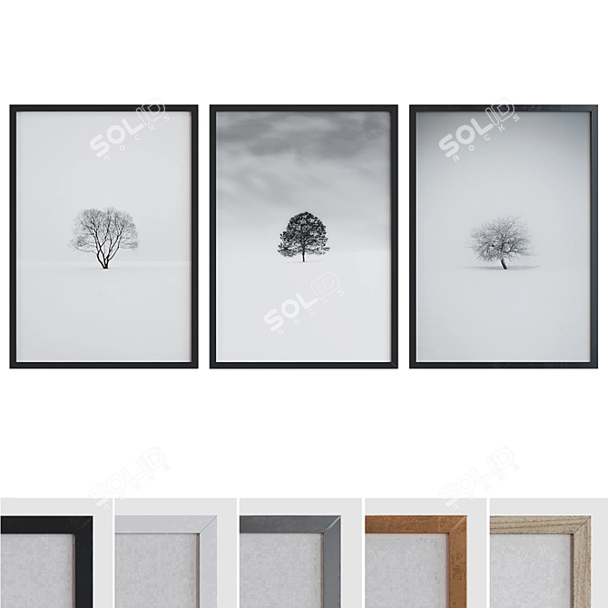  Winter Tree Picture Frame Set 3D model image 1