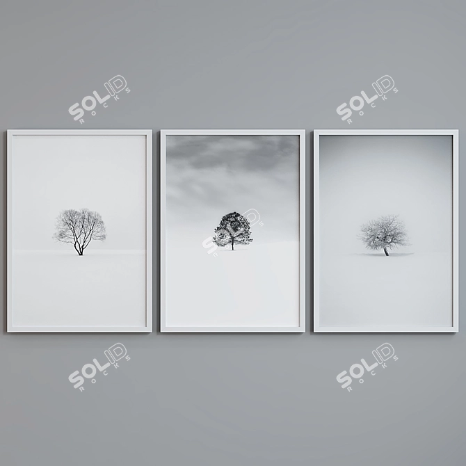  Winter Tree Picture Frame Set 3D model image 2