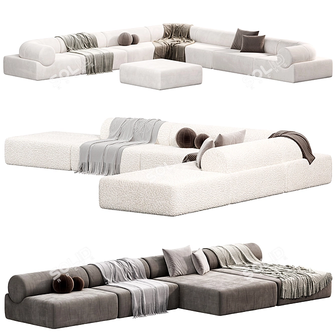 Sleek Design Pipeline Sofa Set 3D model image 2